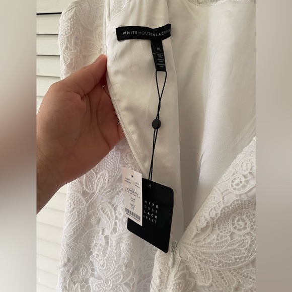 White House Black Market White Lace Dress Midi Length Size 10 NEW - Picture 5 of 6